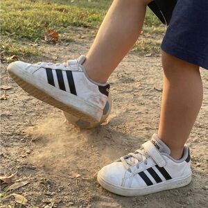 Adidas Kids White and Black Sneakers Sz 13.5
